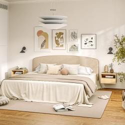 Seinään kiinnitettävä yöpöytäsetti makuuhuoneeseen, lastulevy, 45 x 35 x 27,5 cm, 2 kpl, luonnonvärinen