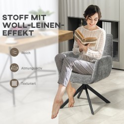 Kääntyvä nojatuoli 360°, paksu pehmuste, kangasverhoilu, teräsjalat, tummanharmaa