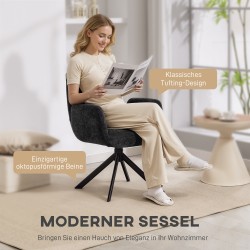 Nojatuoli, pyörivä 360°, kangasverhoilu, teräsjalat, kantavuus 120 kg, musta