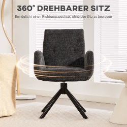 Nojatuoli, pyörivä 360°, kangasverhoilu, teräsjalat, kantavuus 120 kg, musta