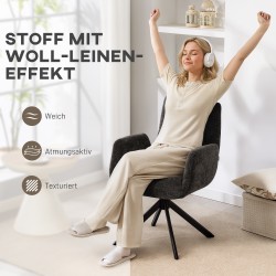 Nojatuoli, pyörivä 360°, kangasverhoilu, teräsjalat, kantavuus 120 kg, musta