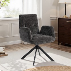 Nojatuoli, pyörivä 360°, kangasverhoilu, teräsjalat, kantavuus 120 kg, musta