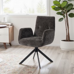 Nojatuoli, pyörivä 360°, kangasverhoilu, teräsjalat, kantavuus 120 kg, musta