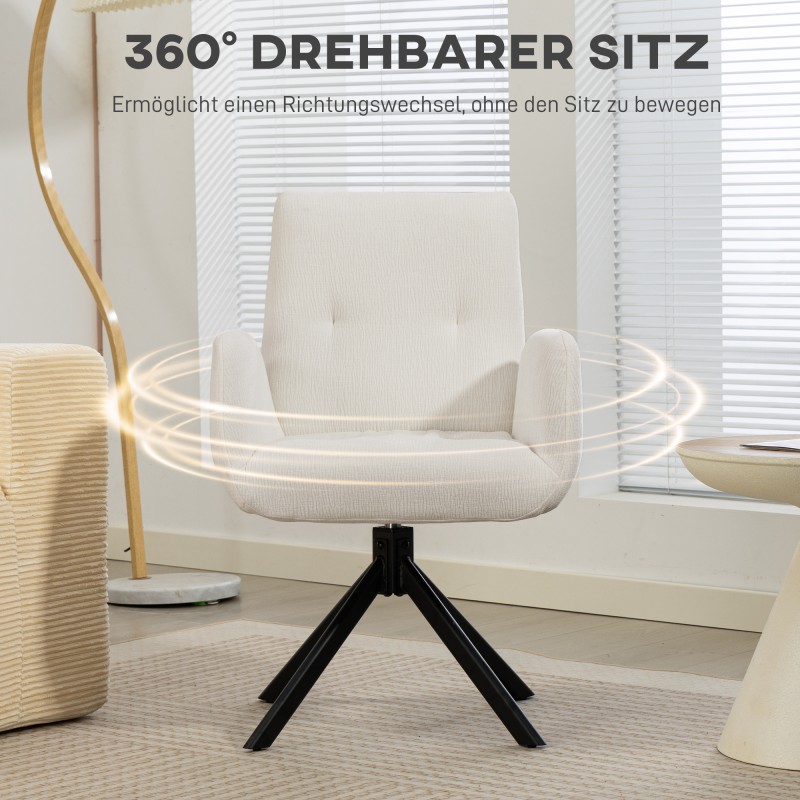 Kääntyvä nojatuoli olohuoneeseen, polyesteriverhoilu, kantavuus 120 kg, cremevalkoinen