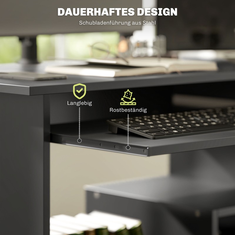 Tietokonepöytä työpöytä lastulevy 80 x 45 x 75 cm musta