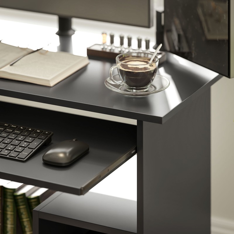 Tietokonepöytä työpöytä lastulevy 80 x 45 x 75 cm musta