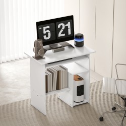 Tietokonepöytä / työpöytä, lastulevy ja metalli, 80 x 45 x 75 cm, valkoinen