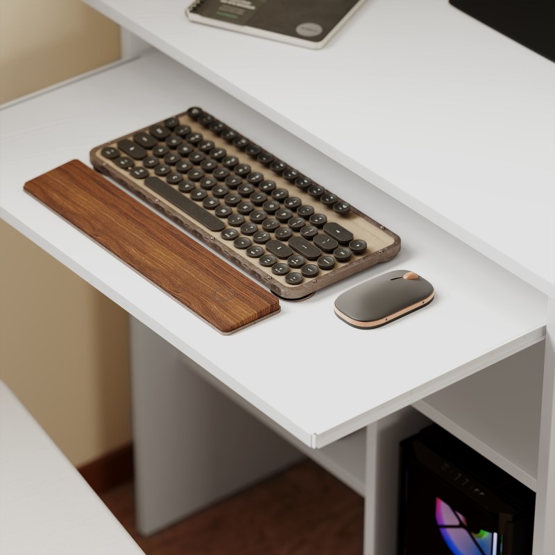 Tietokonepöytä / työpöytä, lastulevy ja metalli, 80 x 45 x 75 cm, valkoinen