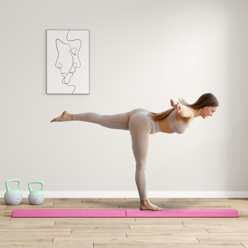 Tasapainopalkki lapsille ja aikuisille, taittuva EVA-ydin, 2,4 m, max 80 kg, vaalea punainen