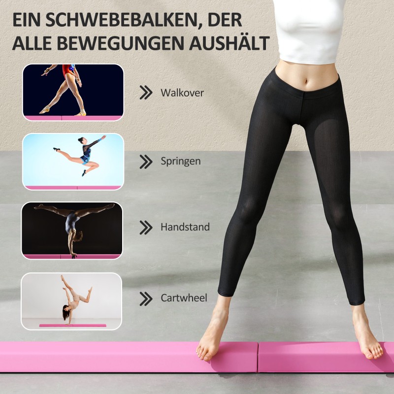 Tasapainopalkki lapsille ja aikuisille, taittuva EVA-ydin, 2,4 m, max 80 kg, vaalea punainen