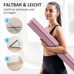 Tasapainopalkki voimisteluun, taittuva 2,4 m, EVA-ydin, liukumaton pohja, 3+ v, max 80 kg, rosa