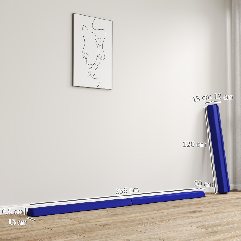 Taittuva voimistelupalkki kotiin, EVA-vaahto, 2,4 m, max 80 kg, sininen