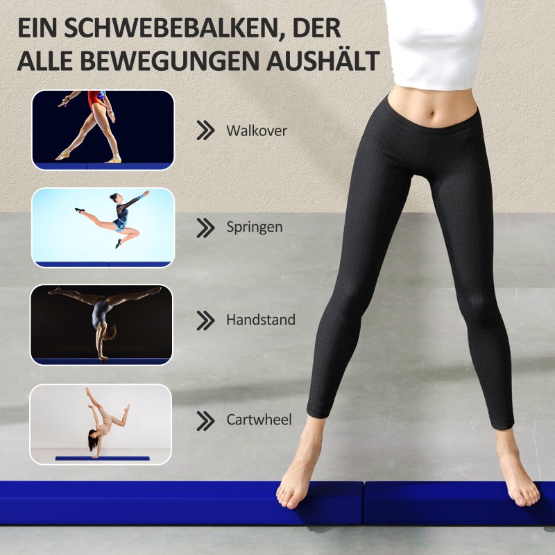 Taittuva voimistelupalkki kotiin, EVA-vaahto, 2,4 m, max 80 kg, sininen