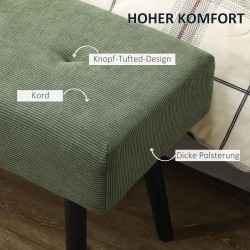 Penkkisohva cordukankaalla 100 x 36 x 45 cm, metallijalat, vihreä