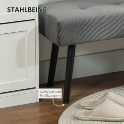 Säilytyspenkki cord-kankaalla ja metallijaloilla 100 x 36 x 45 cm harmaa