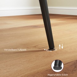 Jatkettava ruokapöytä 120–160 cm, 6–8 hengelle, MDF-taso ja teräsjalat, luonnon sävy