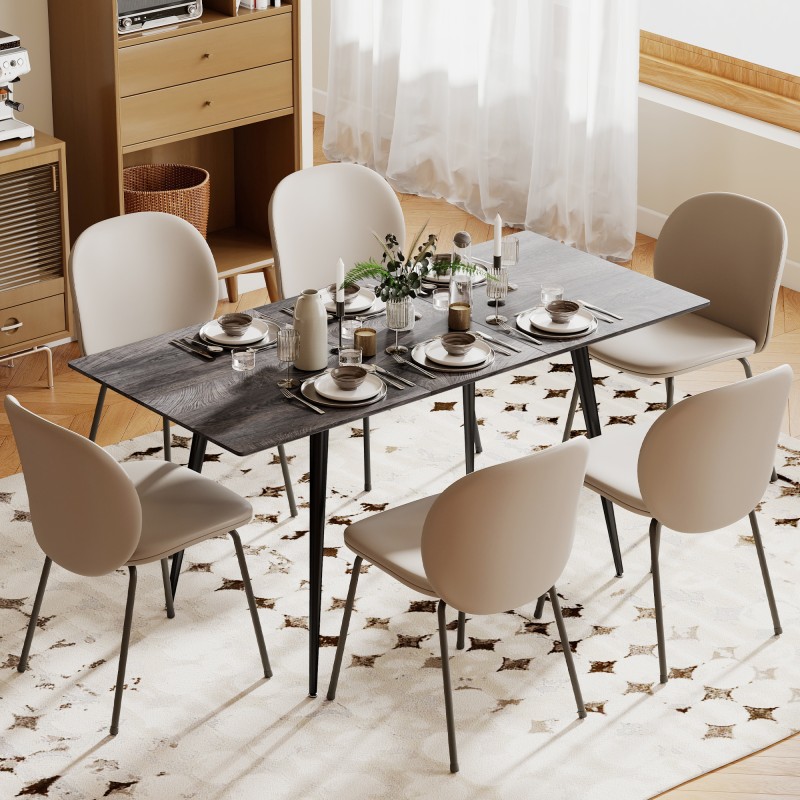 Jatkettava ruokapöytä 120–160x75x77 cm, MDF ja teräs, 6–8 hengelle, harmaa