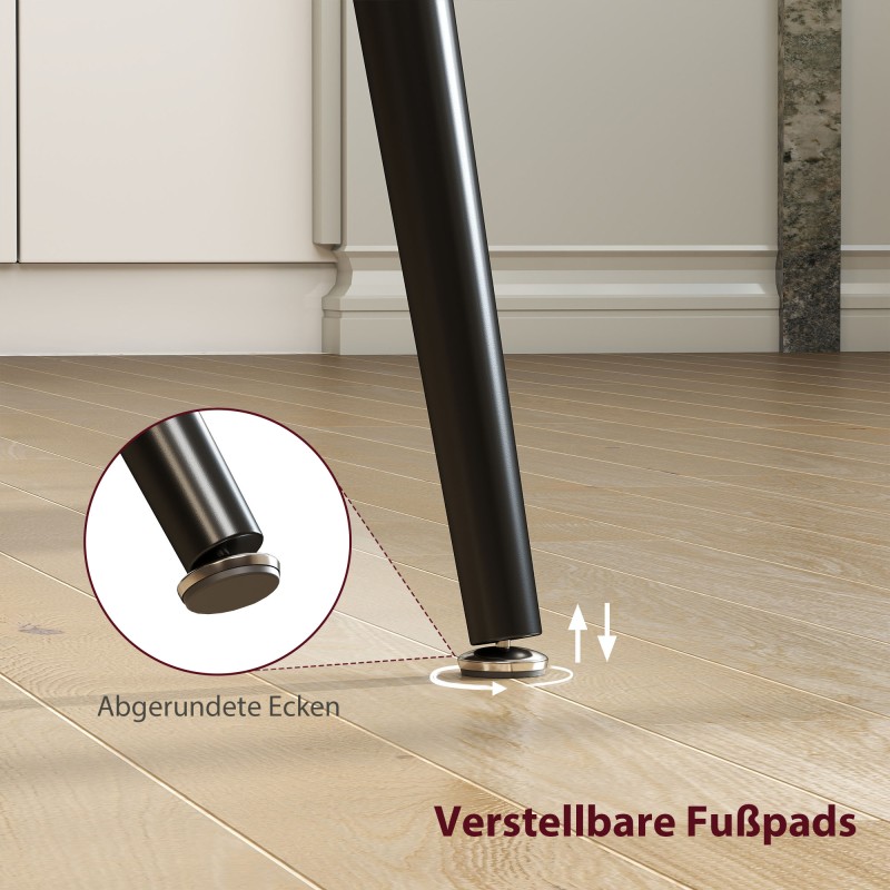 Jatkettava ruokapöytä 120–160x75x77 cm, MDF ja teräs, 6–8 hengelle, harmaa