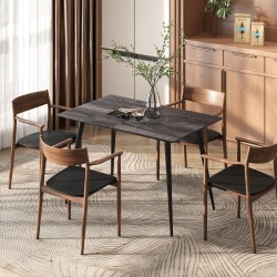 Jatkettava ruokapöytä 120–160x75x77 cm, MDF ja teräs, 6–8 hengelle, harmaa