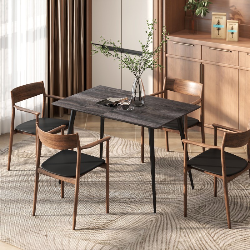 Jatkettava ruokapöytä 120–160x75x77 cm, MDF ja teräs, 6–8 hengelle, harmaa