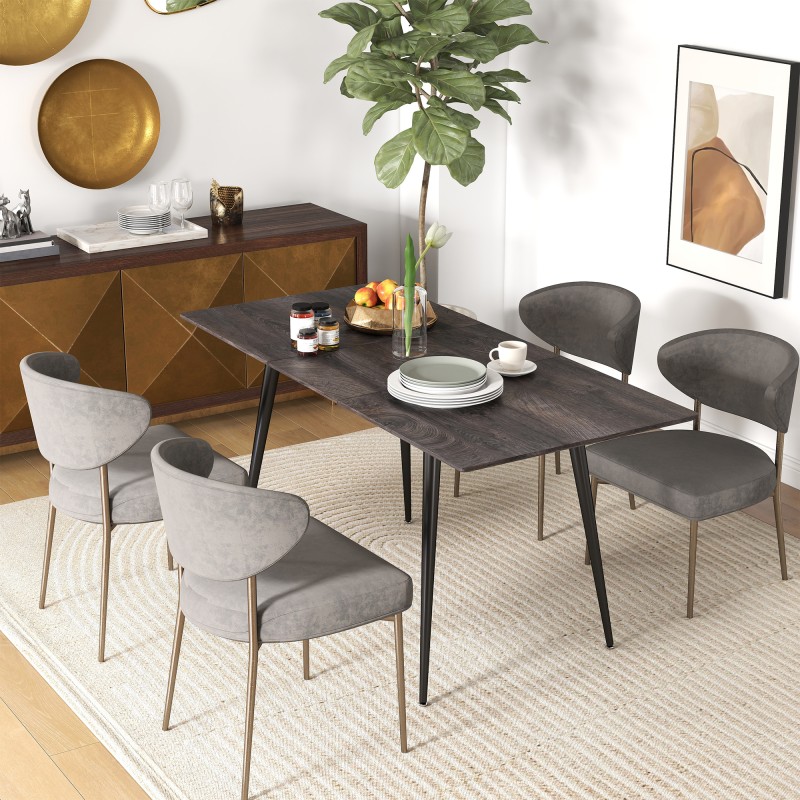 Jatkettava ruokapöytä 120–160x75x77 cm, MDF ja teräs, 6–8 hengelle, harmaa