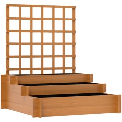 Kolmitasoinen viljelylaatikko säleiköllä kuusipuuta 95 x 95 x 110 cm ruskea