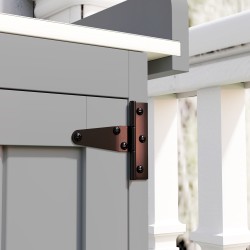 Ulkosäilytyskaappi ja puutarhatyöpöytä, puu ja ruostumaton teräs, 74 x 43 x 88 cm, harmaa