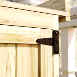 Puutarhavarastokaappi ulkokäyttöön työtasolla, kuusipuu ja ruostumaton teräs, 74 x 43 x 88 cm, luonnonpuu