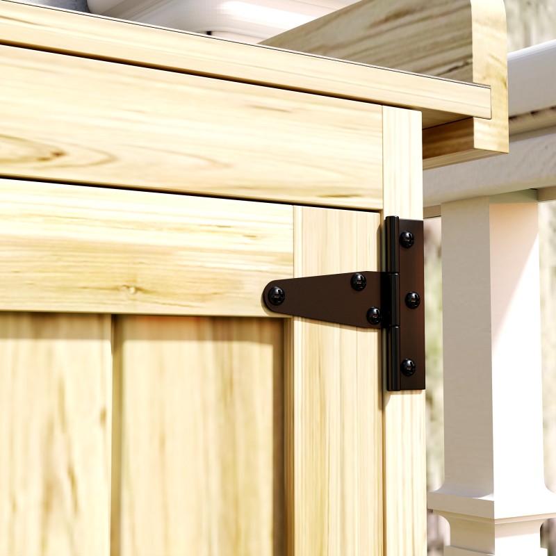 Puutarhavarastokaappi ulkokäyttöön työtasolla, kuusipuu ja ruostumaton teräs, 74 x 43 x 88 cm, luonnonpuu