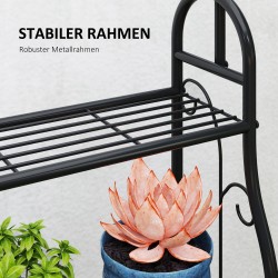 Metallinen 3-tasoinen kukkateline ripustuskoukuilla sisä- ja ulkokäyttöön, musta