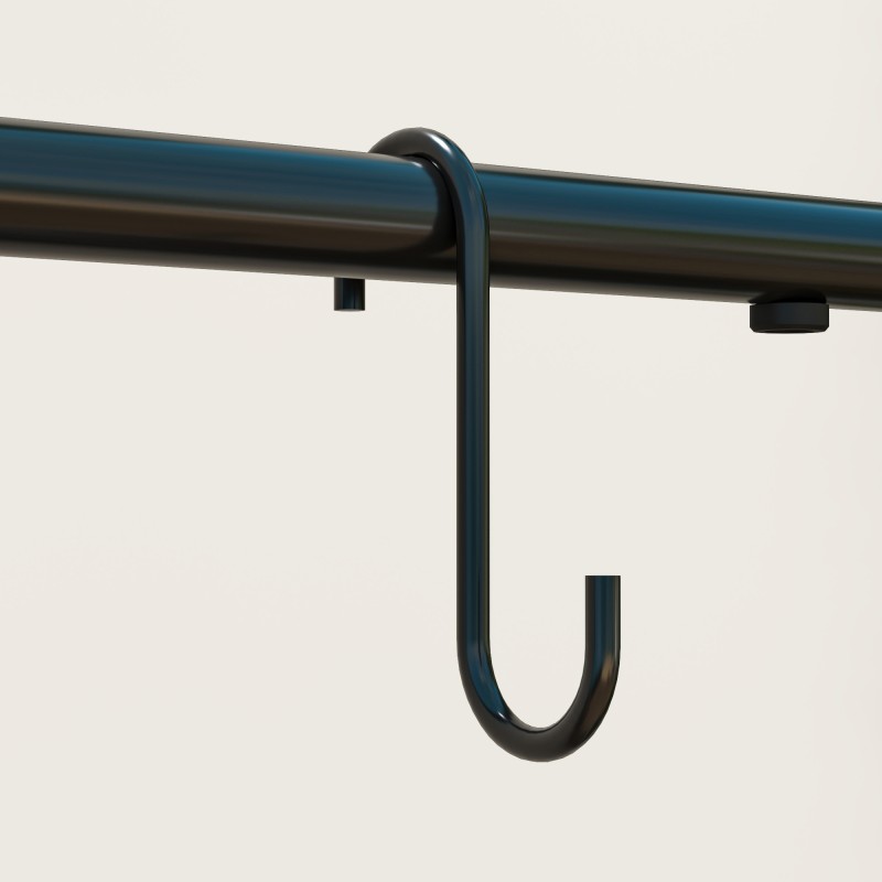 Metallinen 3-tasoinen kukkateline ripustuskoukuilla sisä- ja ulkokäyttöön, musta