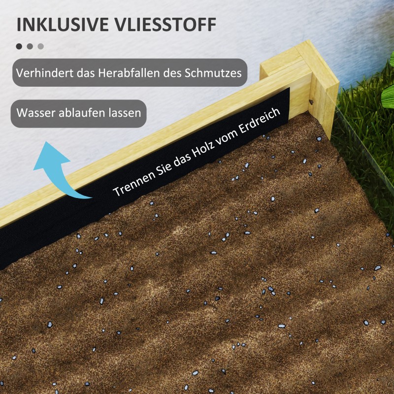 Korotettu viljelylaatikko puusta, akryyliseinät, vedenpoistoaukot, 110 x 50 x 80 cm, 118 l, luonnonpuu