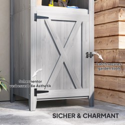 Puutarhakaappi ulkokäyttöön, kuusipuu, 60 x 60 x 160 cm, säädettävät hyllyt, vaaleanharmaa