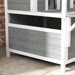 Kissatalo parvekkeella 2-kerroksinen säänkestävä puinen kissamökki sisä- ja ulkokäyttöön, vaaleanharmaa