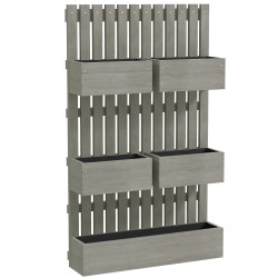 Seinään kiinnitettävä puinen viljelylaatikko säleiköllä 5 säädettävää laatikkoa 60x16x100 cm harmaa