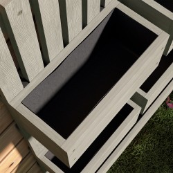 Seinään kiinnitettävä puinen viljelylaatikko säleiköllä, 5 säädettävää laatikkoa, 60x16x100 cm, harmaa