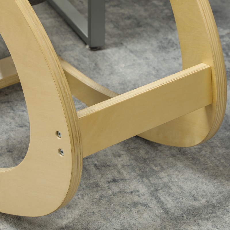 Ergonominen keinutuoli polvituoli kotitoimistoon, koivurunko, 55 x 85 x 55 cm, harmaa