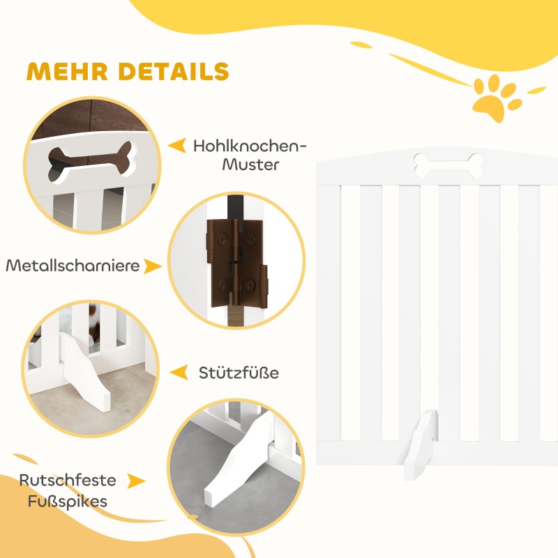 Vapaasti seisova koiraportti tukijaloilla MDF 207,5 x 30 x 61 cm valkoinen