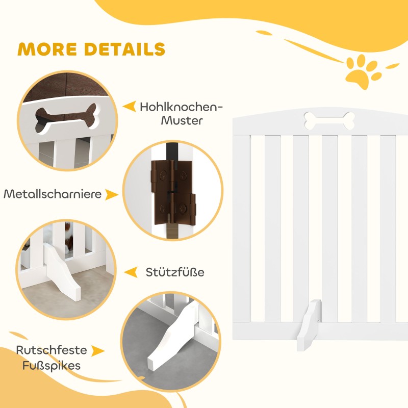 Vapaasti seisova koiraportti sisäkäyttöön MDF 155 x 30 x 61 cm valkoinen