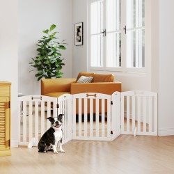 Koiraportti pienille ja keskikokoisille koirille, MDF, vapaasti seisova, 258 x 30 x 61 cm, valkoinen