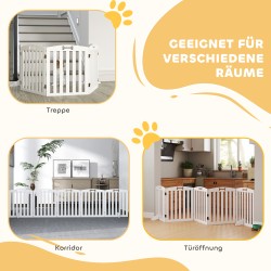 Koiraportti pienille ja keskikokoisille koirille, MDF, vapaasti seisova, 258 x 30 x 61 cm, valkoinen