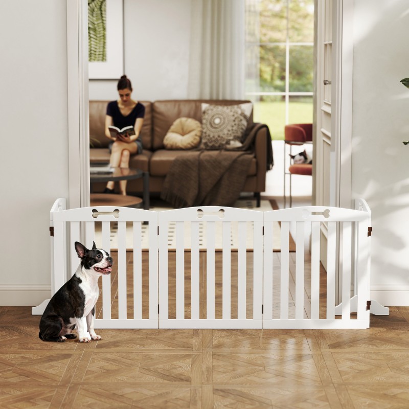 Koiraportti pienille ja keskikokoisille koirille, MDF, vapaasti seisova, 258 x 30 x 61 cm, valkoinen