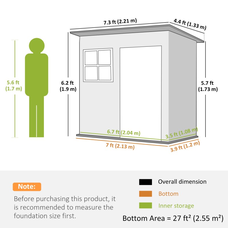 Pihavarasto teräs 221 x 133 x 190 cm, ikkuna ja lukittava ovi, tummanharmaa