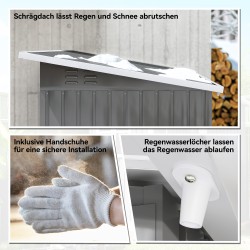 Pihavarasto teräs 221 x 133 x 190 cm, ikkuna ja lukittava ovi, tummanharmaa