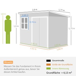 Metallinen puutarhavaja puutarhatyökaluille 260 x 177 x 190 cm vihreä