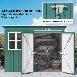 Metallinen puutarhavaja puutarhatyökaluille 260 x 177 x 190 cm vihreä