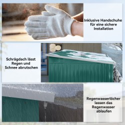 Metallinen puutarhavaja puutarhatyökaluille 260 x 177 x 190 cm vihreä