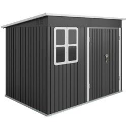 Metallinen pihavarasto puutarhatyökaluille verzinkattu teräs 260 x 177 x 190 cm tummanharmaa