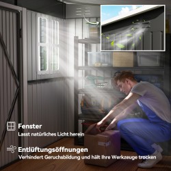 Metallinen pihavarasto puutarhatyökaluille, verzinkattu teräs, 260 x 177 x 190 cm, tummanharmaa