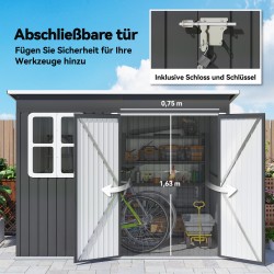 Metallinen pihavarasto puutarhatyökaluille, verzinkattu teräs, 260 x 177 x 190 cm, tummanharmaa